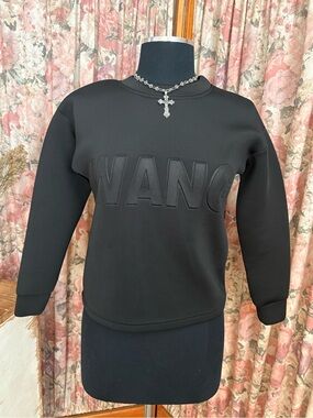 Alexander Wang Black Embossed Logo Crewneck Sweater